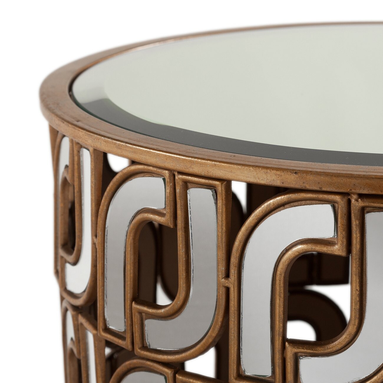 Приставной столик круглый зеркальный с золотой отделкой Monza - изображение 2