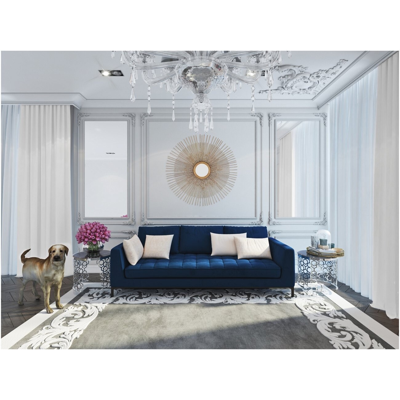 Зеркало-солнце золотое металлическое диаметр 92 см Lombardia - изображение 5