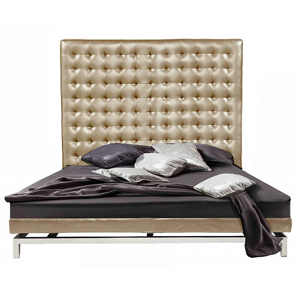 Кровать двуспальная 180х200 из экокожи бежевая Boss Bed - изображение 1