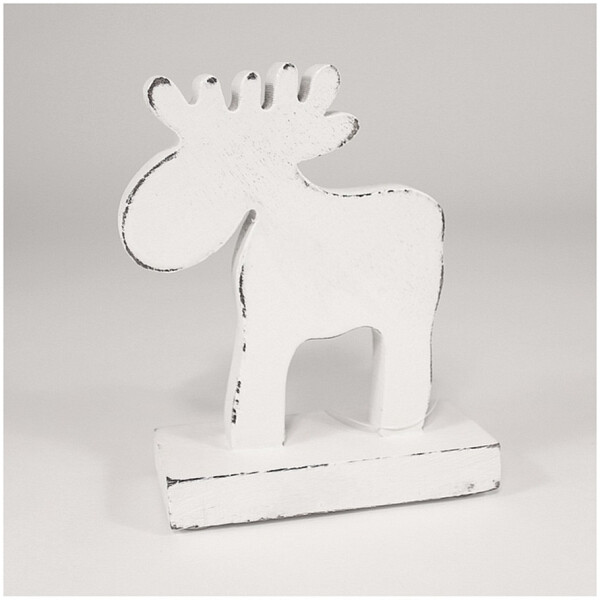 Украшение новогоднее на подставке "Олень белый" White reindeer, 15х11х5 см - изображение 1