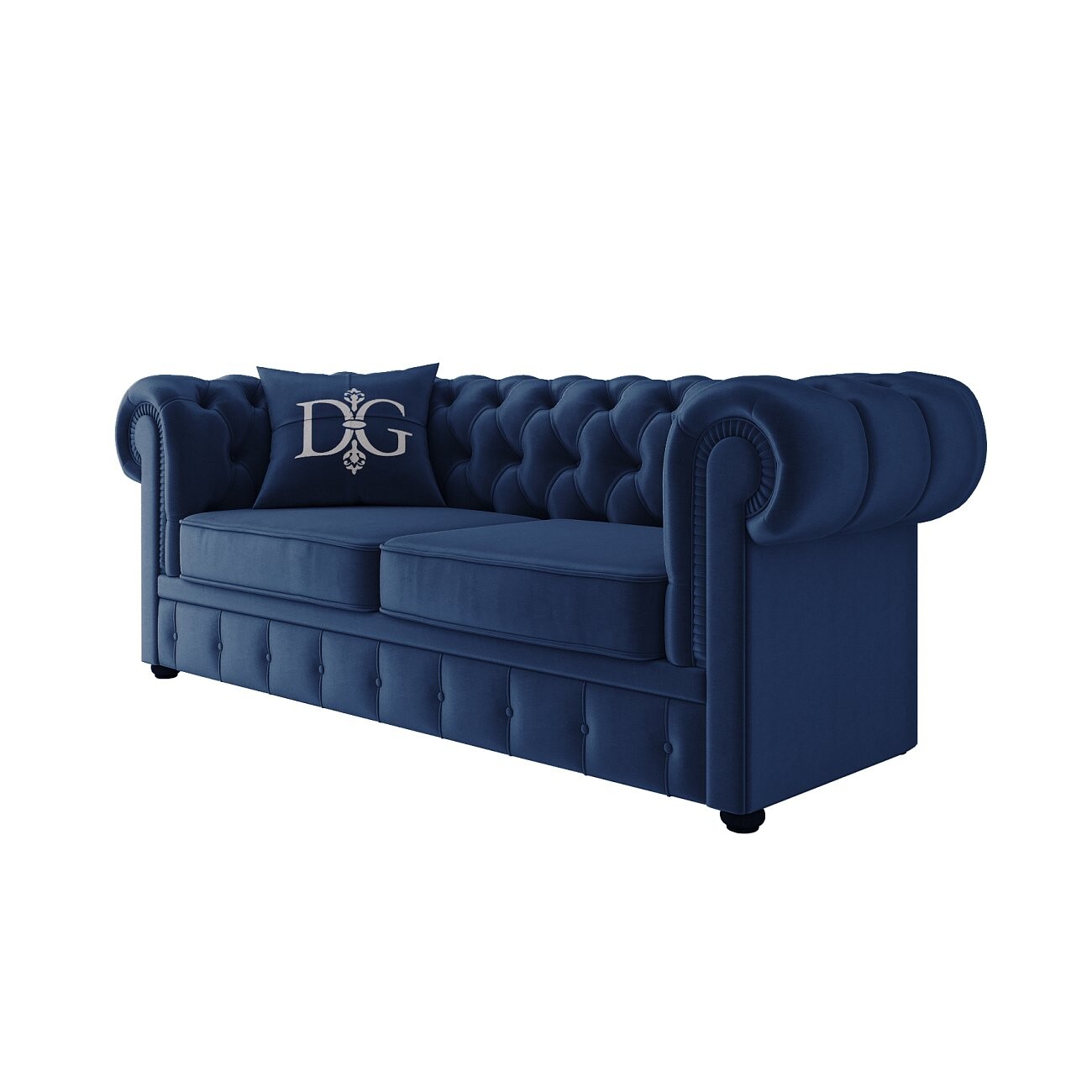 Диван прямой "Честерфилд" синий большой 220 см - изображение 2
