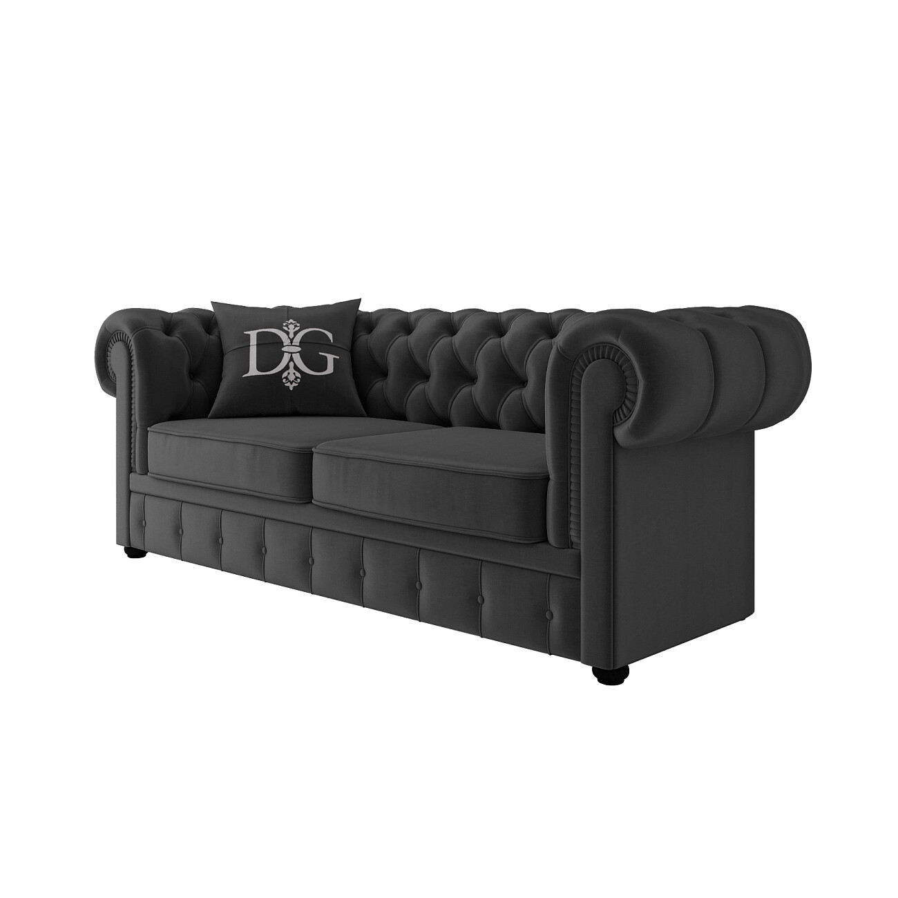 Диван прямой трехместный "Честерфилд" темно-серый 220 см - изображение 2