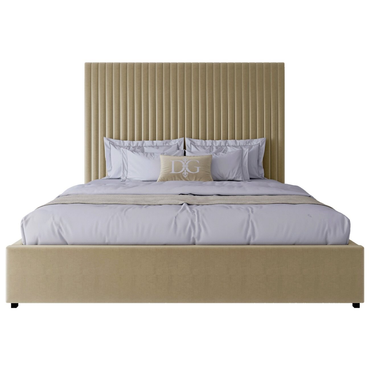 Кровать двуспальная 180х200 жемчужно-бежевая Mora - изображение 2