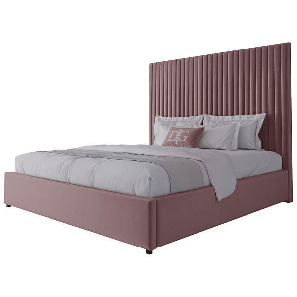 Кровать двуспальная 180х200 жемчужно-розовая Mora - изображение 1