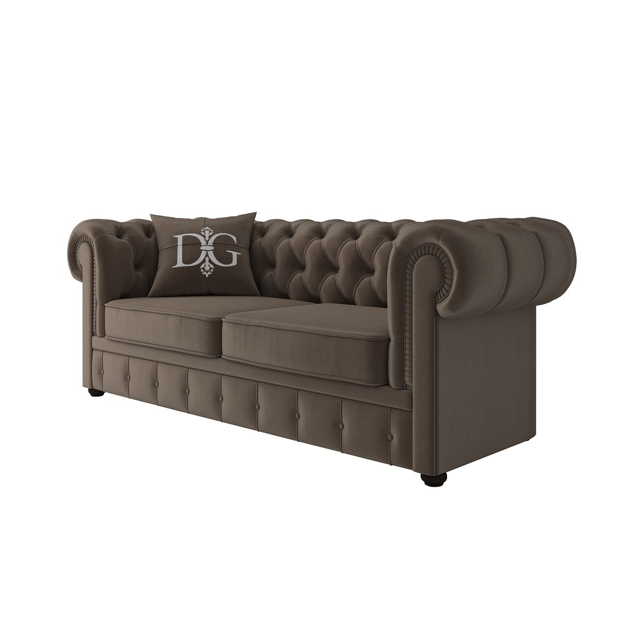 Диван прямой трехместный "Честерфилд" темно-бежевый 220 см - изображение 2