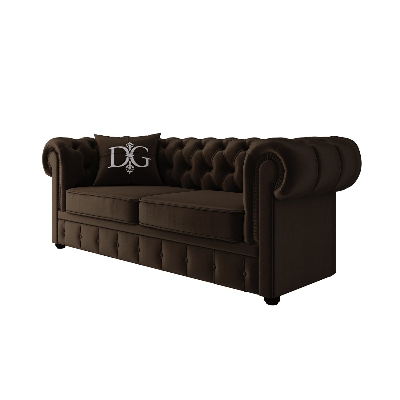 Диван прямой трехместный "Честерфилд" коричневый 220 см - изображение 2