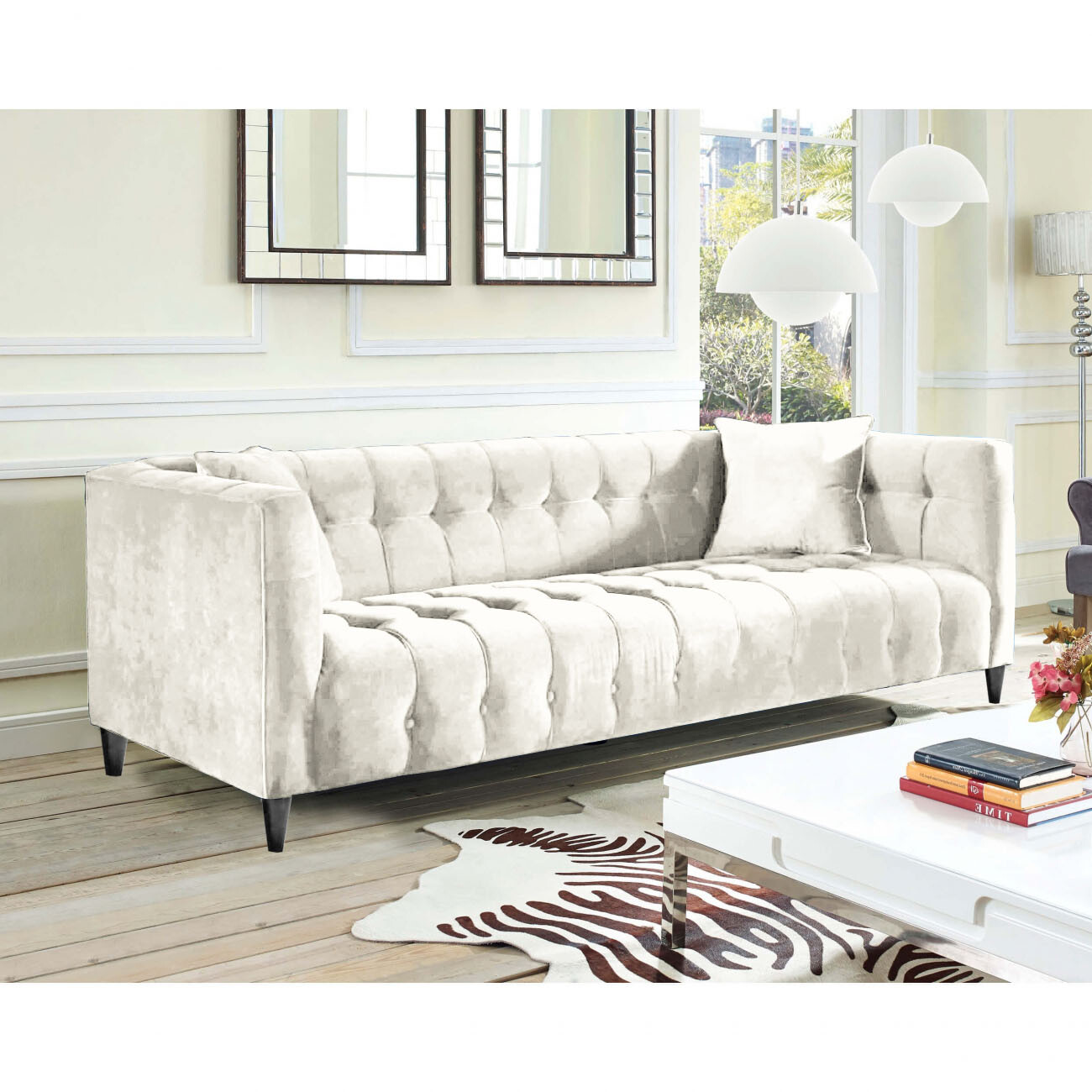 Диван прямой трехместный молочный Nara 220 см - изображение 2