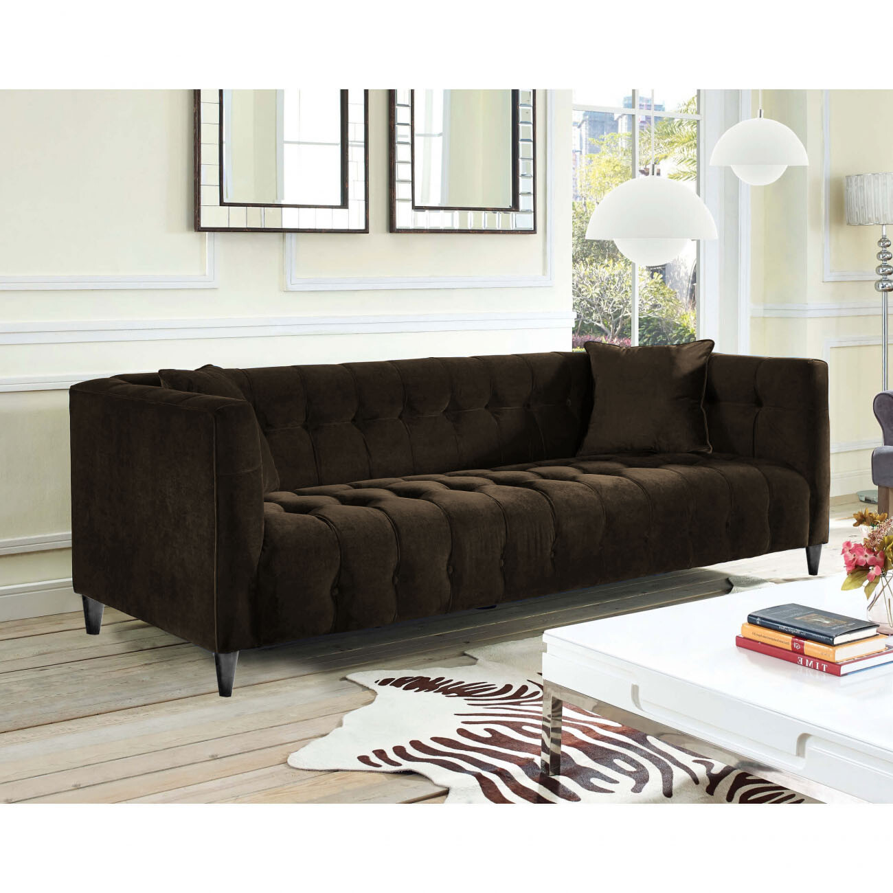 Диван прямой трехместный коричневый Nara 220 см - изображение 2