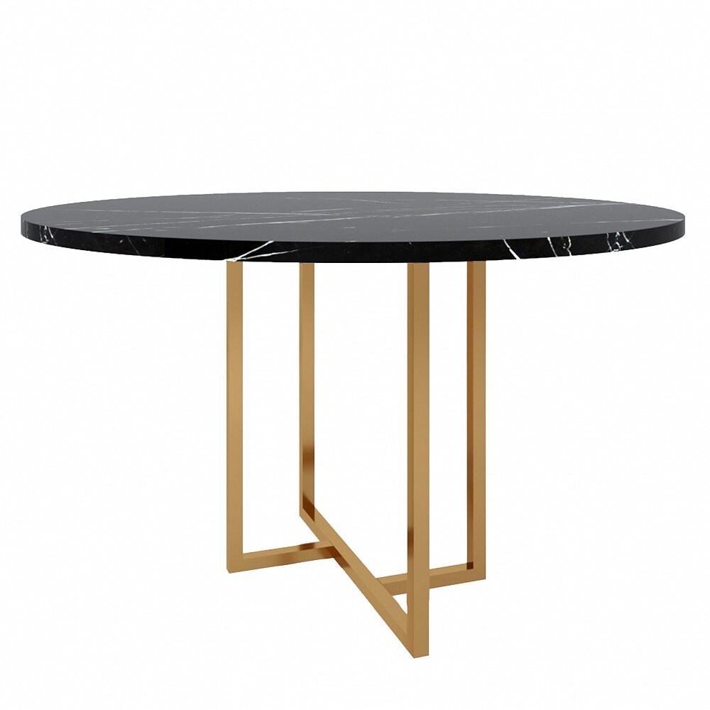 Обеденный стол круглый с мраморной столешницей 100 см 