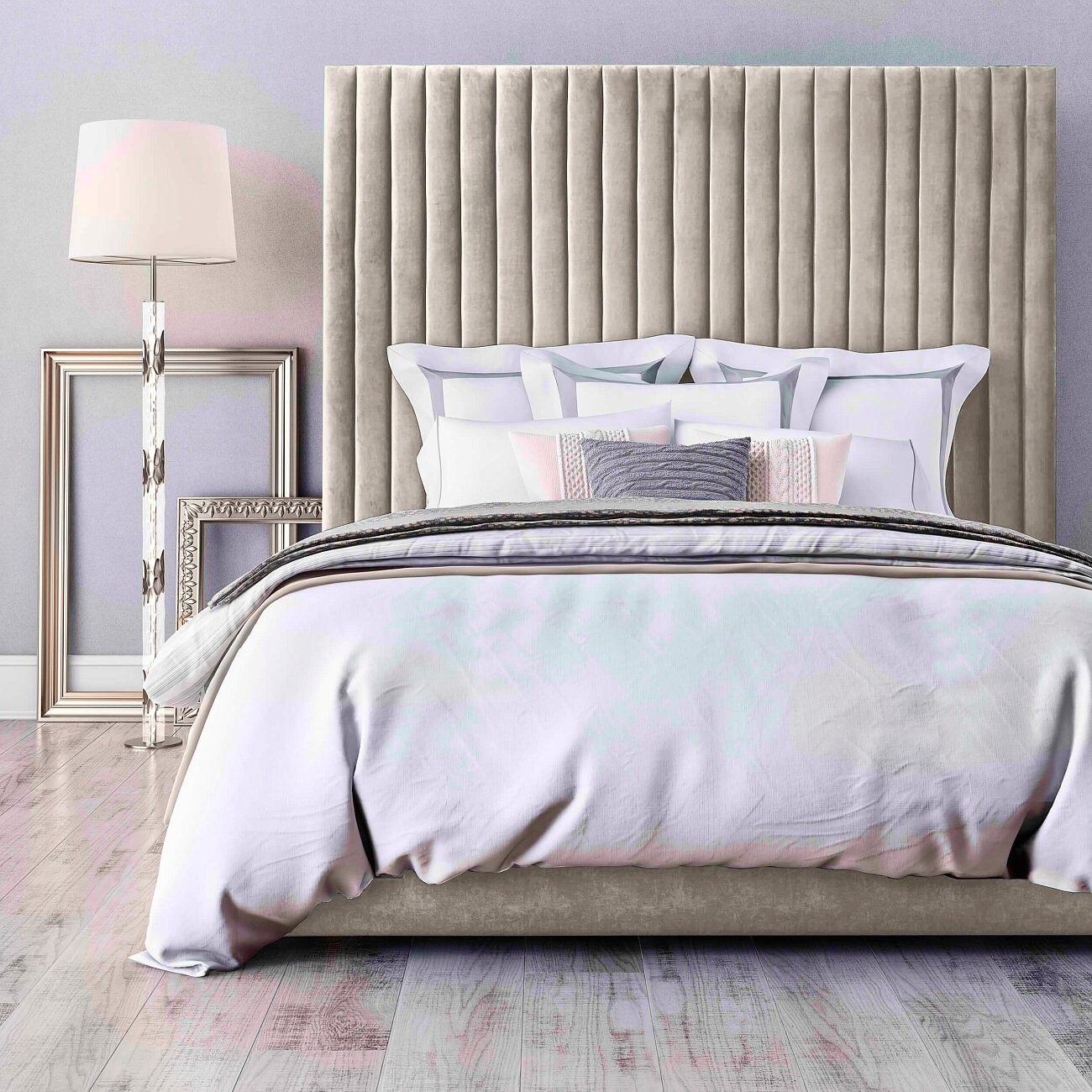 Кровать двуспальная с мягким изголовьем 180х200 белая Mora - изображение 2