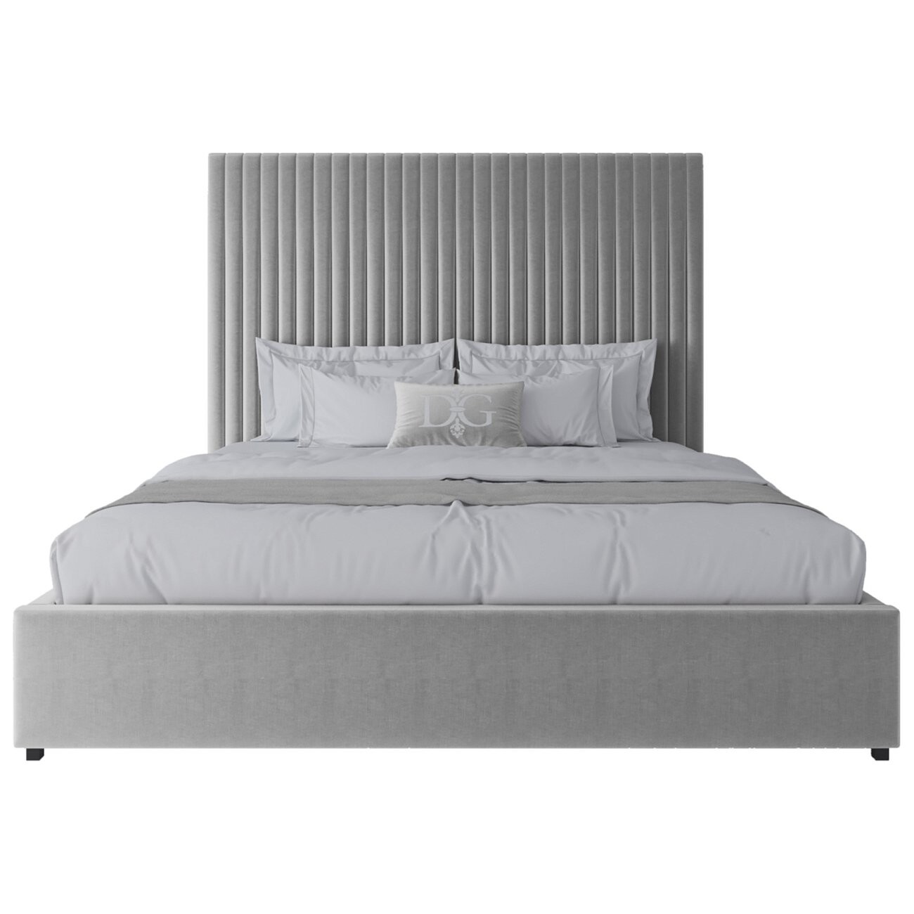 Кровать двуспальная с мягким изголовьем 180х200 светло-серая Mora - изображение 3