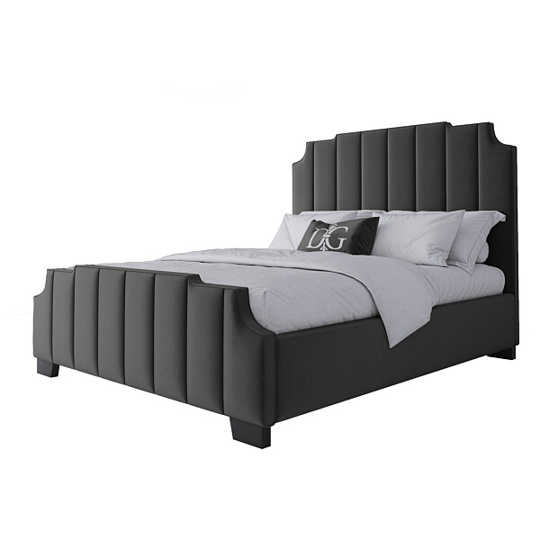Кровать Bony двуспальная с мягким изголовьем 160х200 черная - изображение 1
