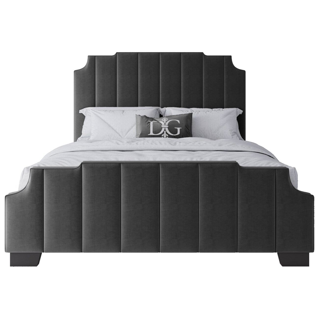 Кровать Bony двуспальная с мягким изголовьем 160х200 черная - изображение 2