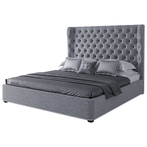 Кровать двуспальная 180х200 серая Henbord - изображение 1