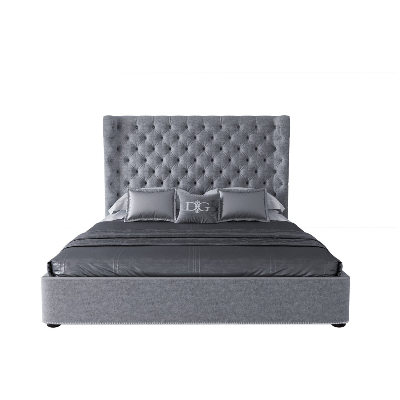 Кровать двуспальная 180х200 серая Henbord - изображение 2