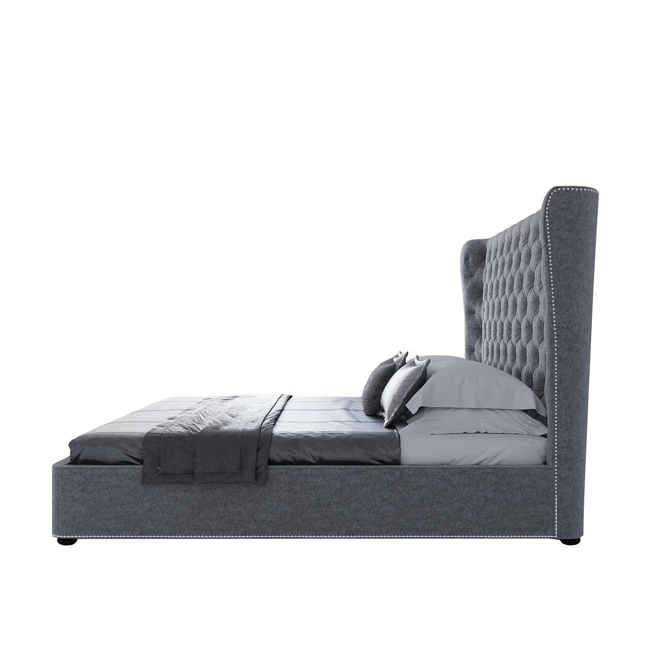 Кровать двуспальная 180х200 серая Henbord - изображение 3