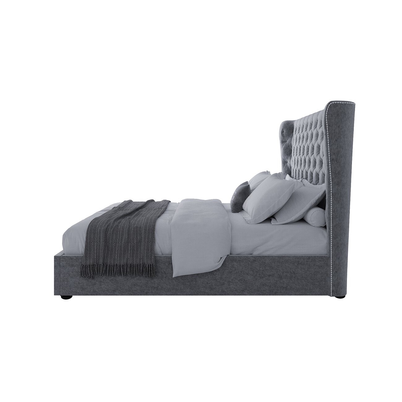 Кровать двуспальная 180х200 светло-серая Henbord - изображение 3