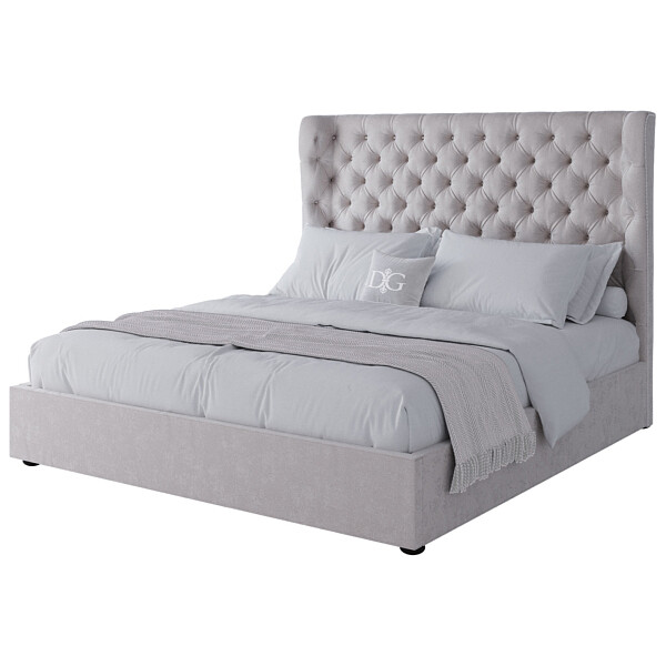 Кровать двуспальная 180х200 кремовая Henbord, прямое основание - изображение 1