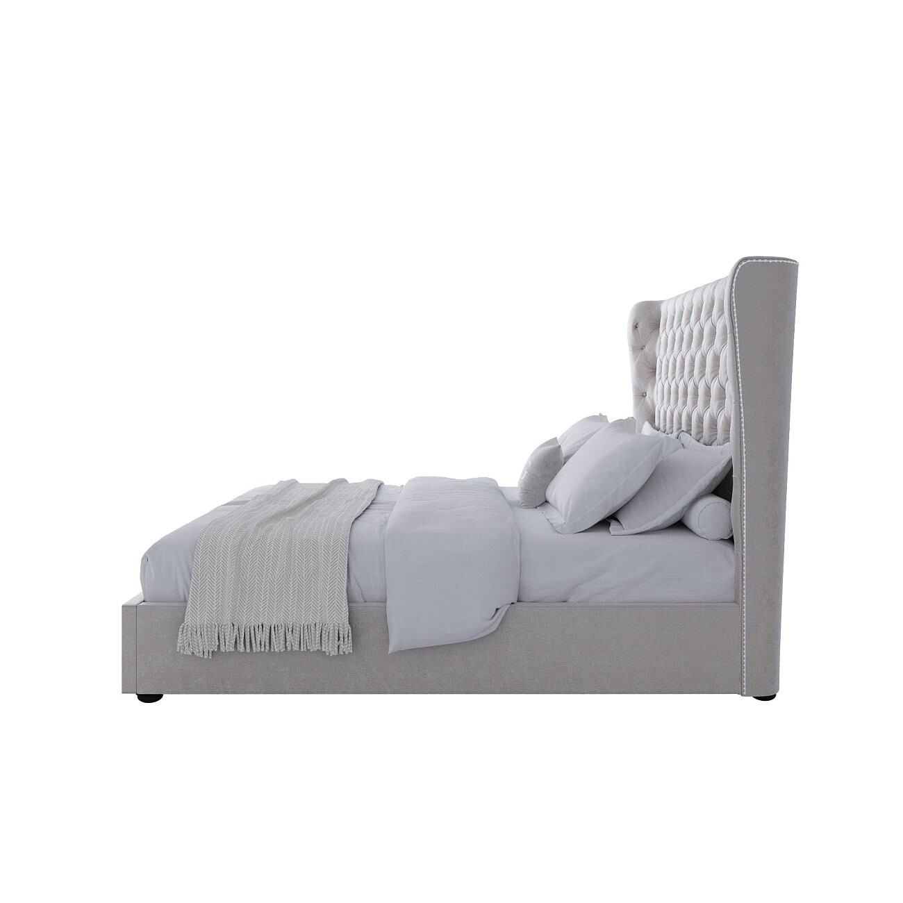 Кровать двуспальная 180х200 кремовая Henbord, прямое основание - изображение 3