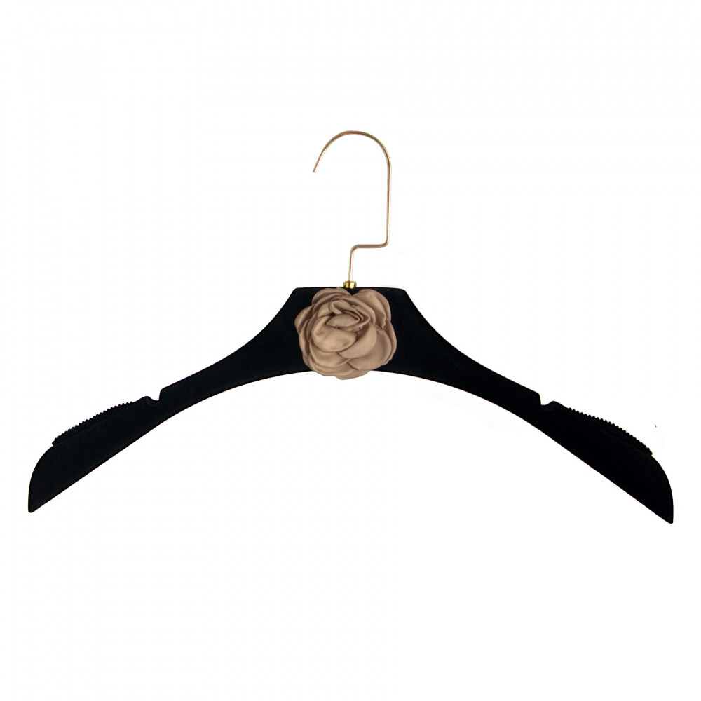 Вешалка-плечики Chanel Чёрная с цветком кофейного оттенка для женской одежды