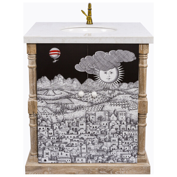 Тумба с раковиной Старый город Снег Fornasetti F-W08 - изображение 1