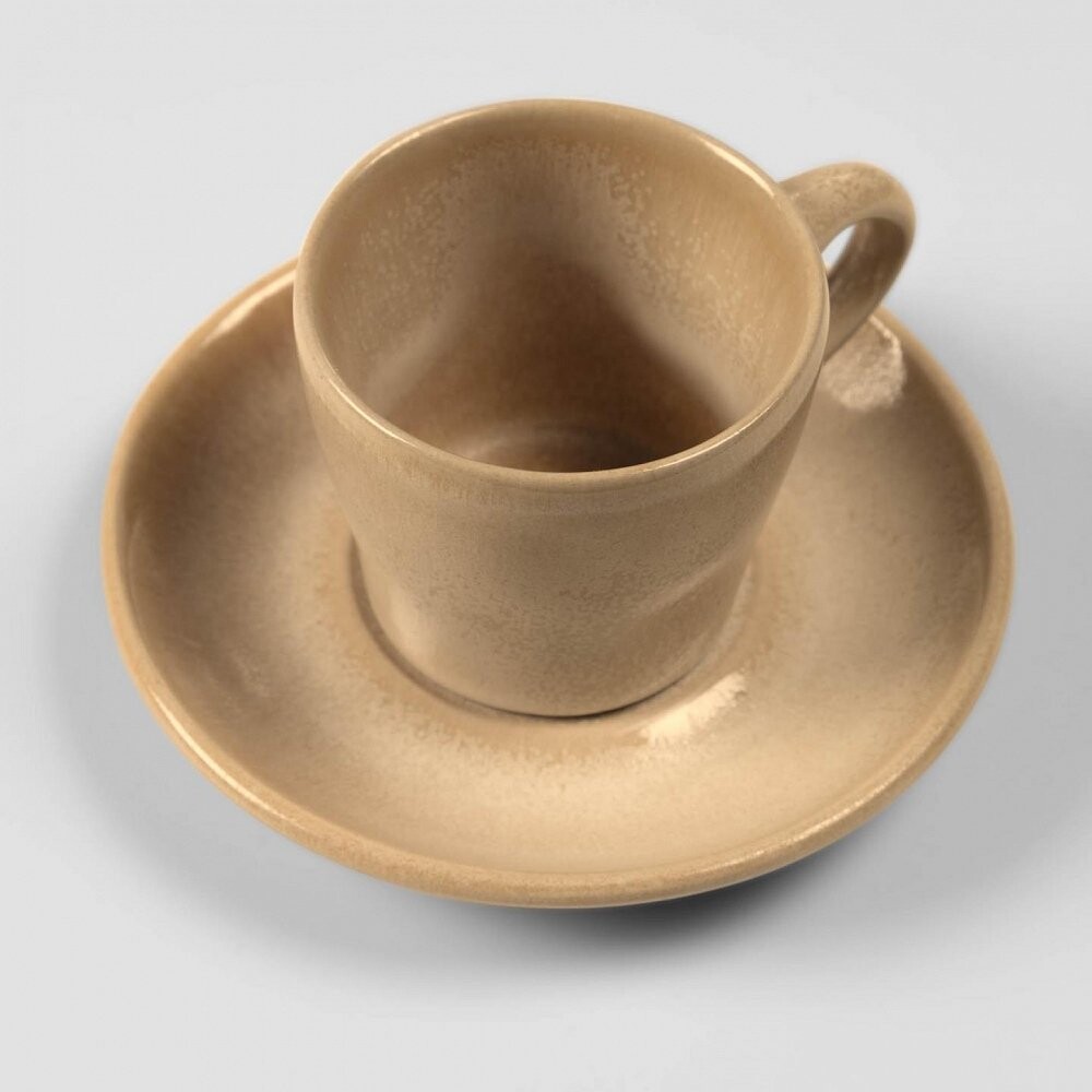 Кофейная чашка керамическая бежевая с блюдцем Vreni от La Forma
