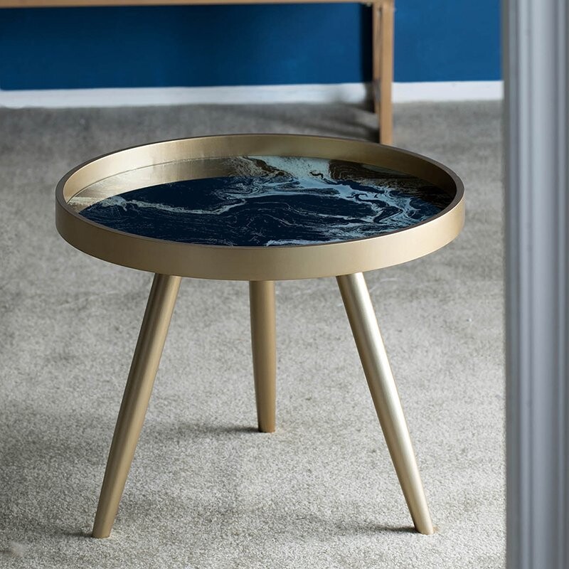 Журнальный столик круглый золото с черной столешницей 60 см Donna - изображение 4