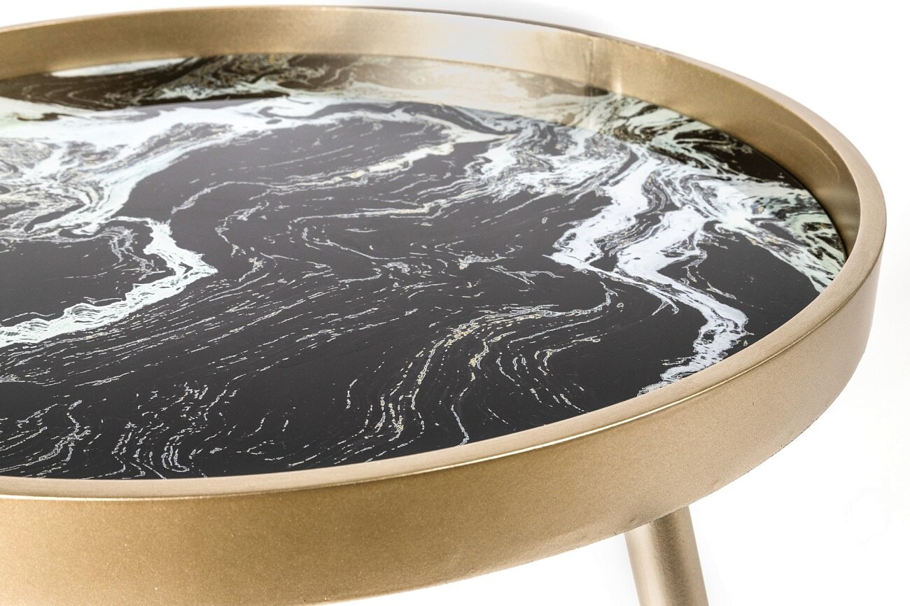 Журнальный столик круглый золото с черной столешницей 60 см Donna - изображение 7