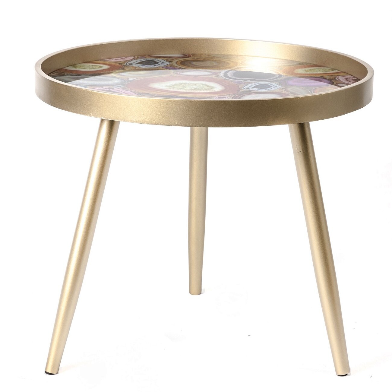 Журнальный столик круглый золото с разноцветной столешницей 60 см Donna - изображение 5