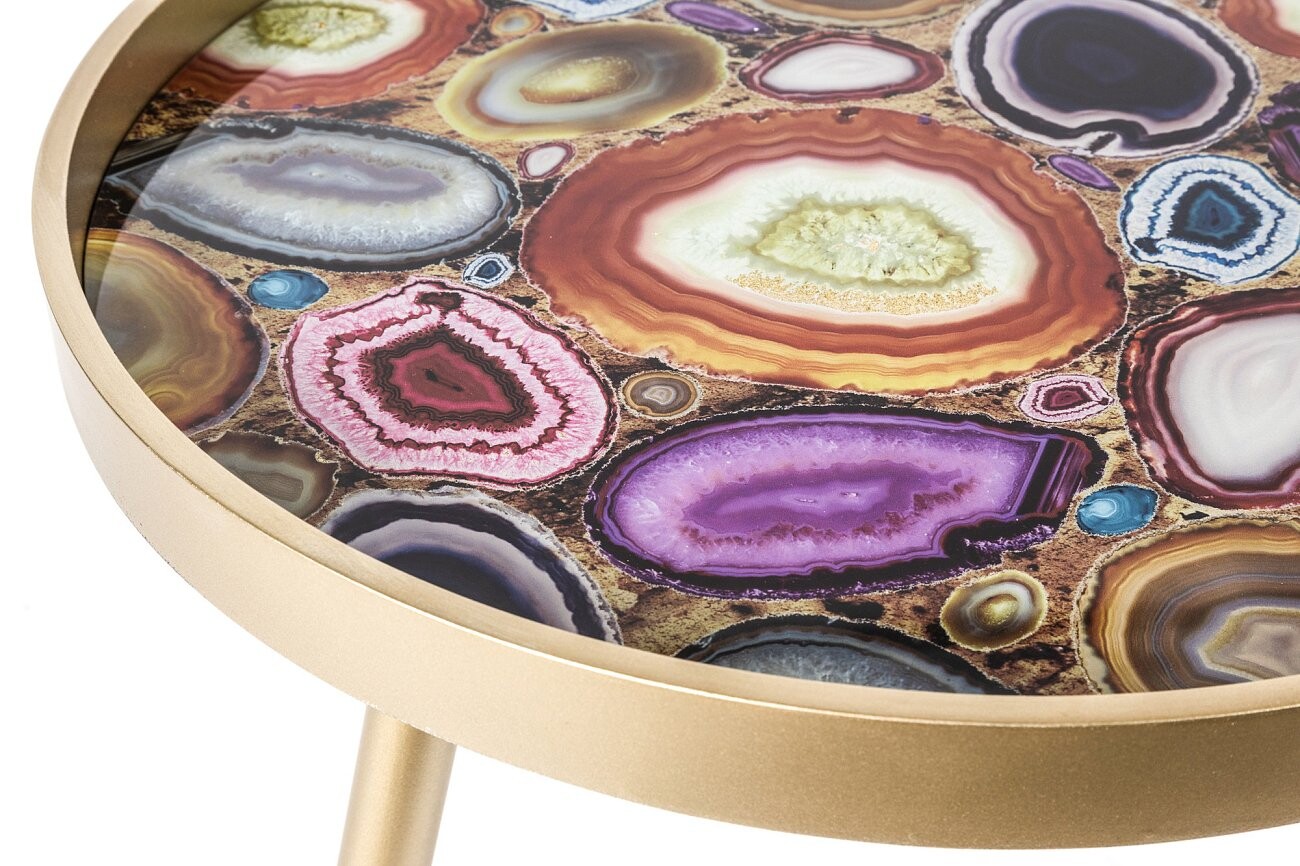Журнальный столик круглый золото с разноцветной столешницей 60 см Donna - изображение 6