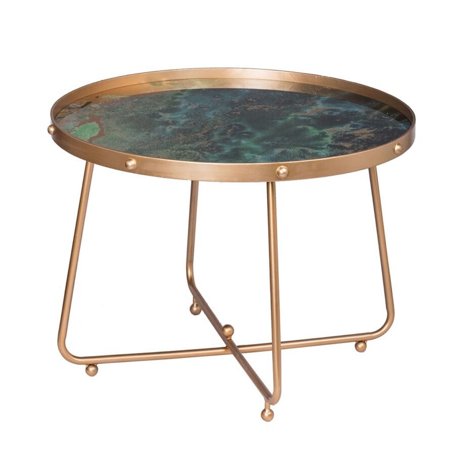 Журнальный столик круглый золото с зеленым топом 70 см Siena - изображение 2