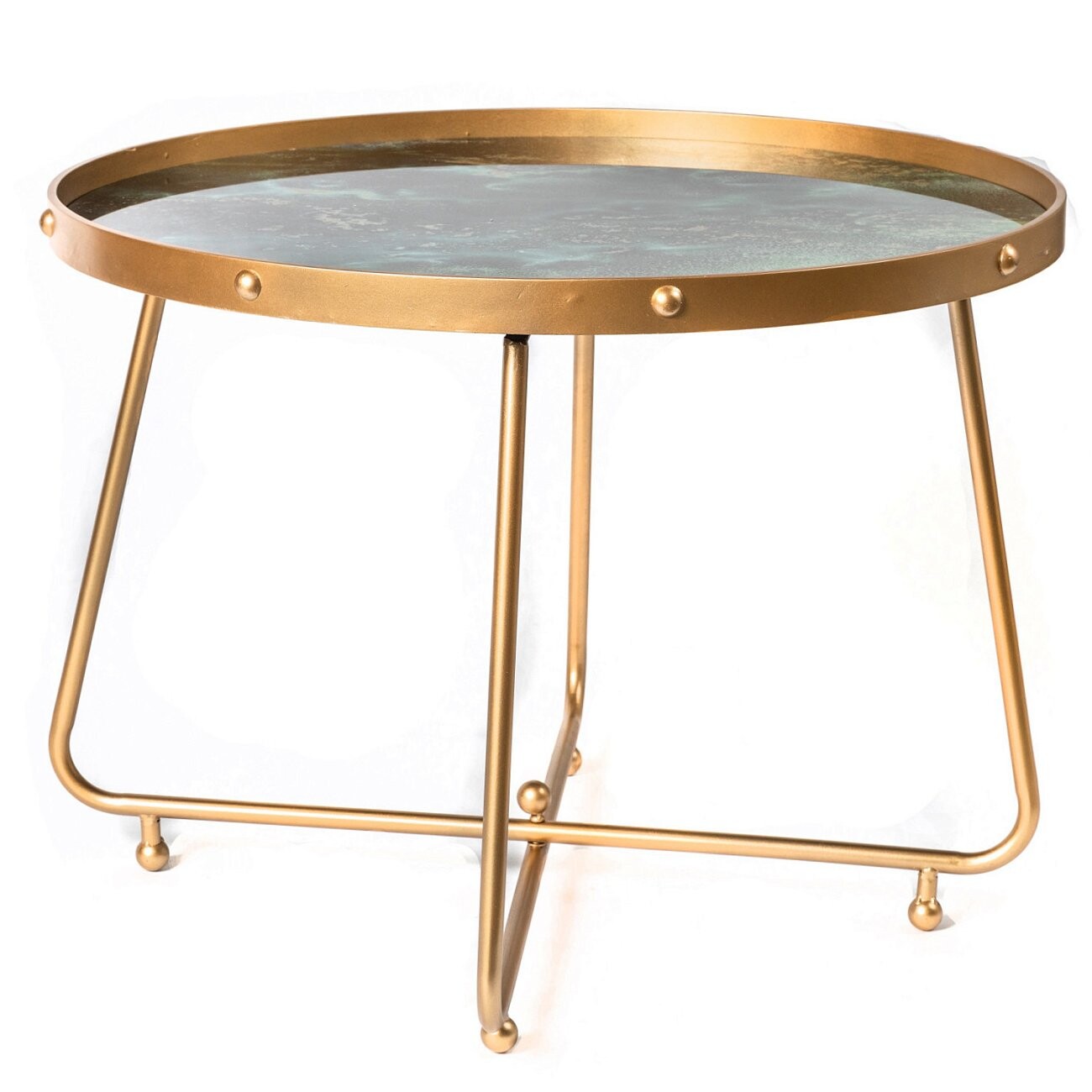 Журнальный столик круглый золото с зеленым топом 70 см Siena - изображение 4