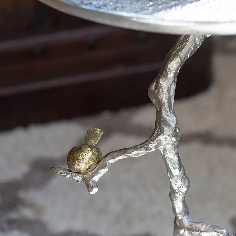 Кофейный столик круглый серебро 43 см Tinki - изображение 4