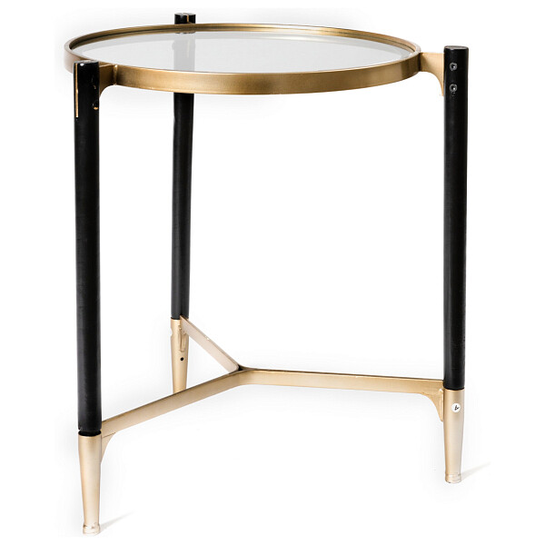 Круглый чайный столик черный со стеклянной столешницей 53 см Vendera - изображение 1