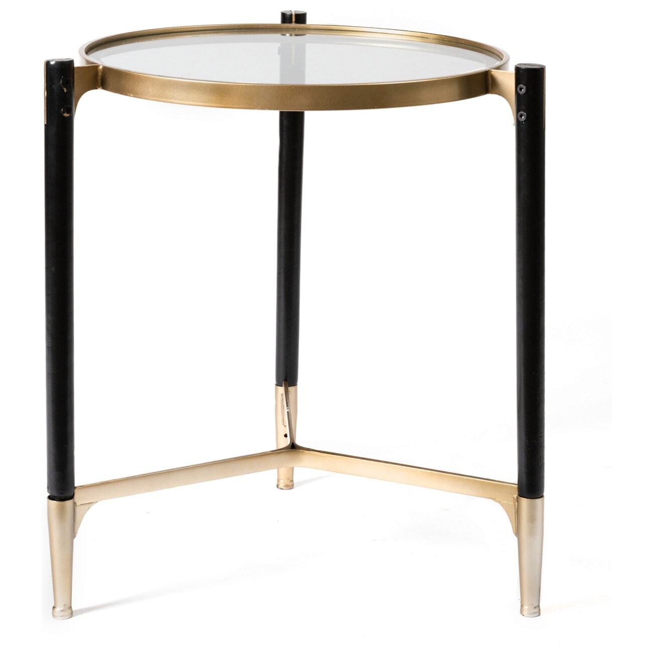 Круглый чайный столик черный со стеклянной столешницей 53 см Vendera - изображение 2