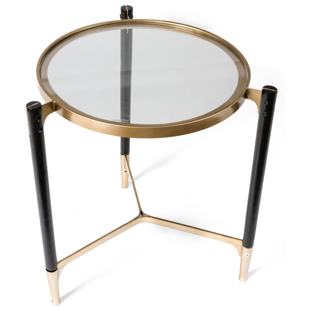 Круглый чайный столик черный со стеклянной столешницей 53 см Vendera - изображение 3