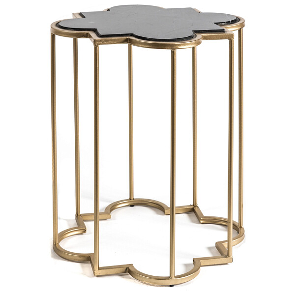 Приставной столик золото с мраморной столешницей 47 см Clever S - изображение 1