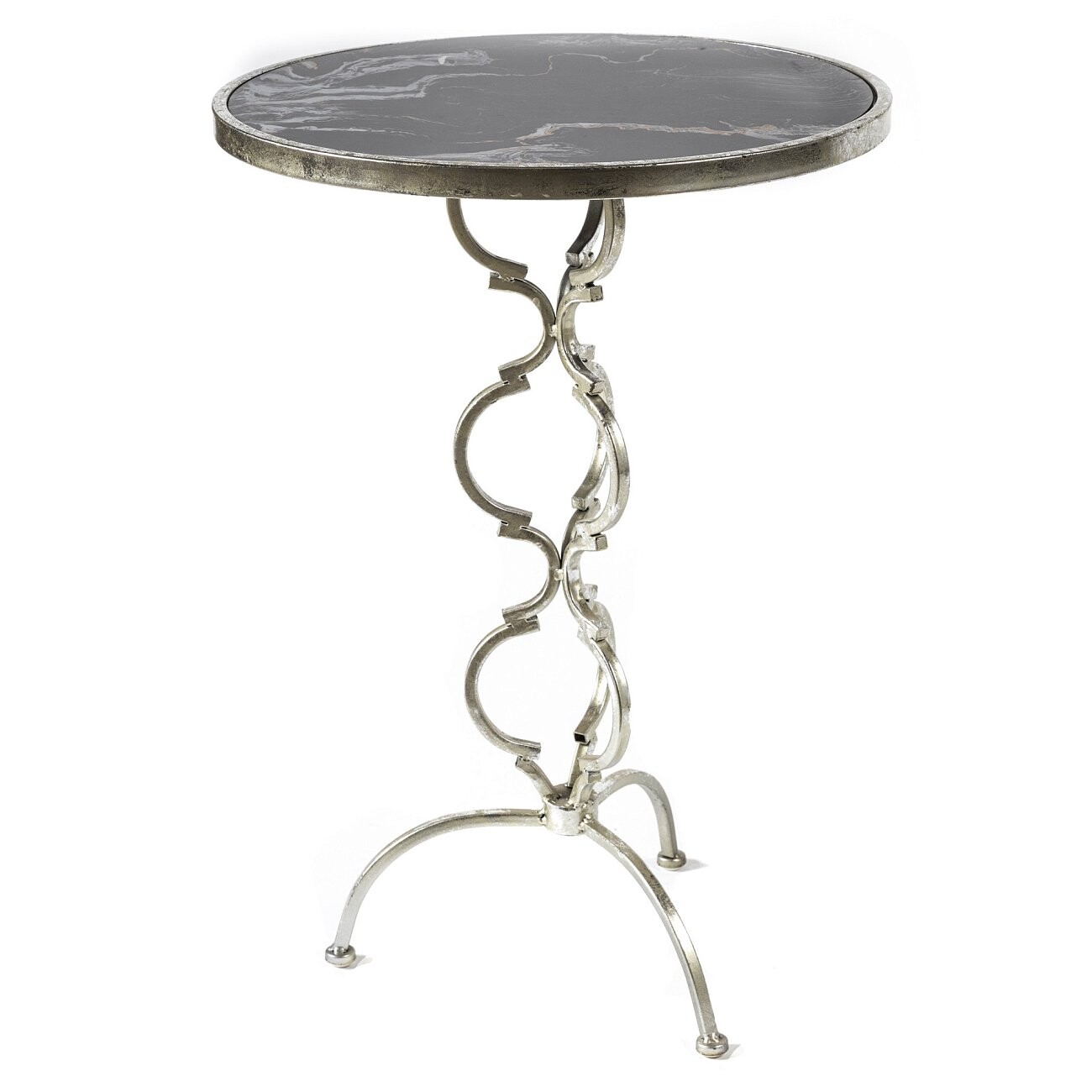 Чайный столик круглый серебро 43 см Izida - изображение 3