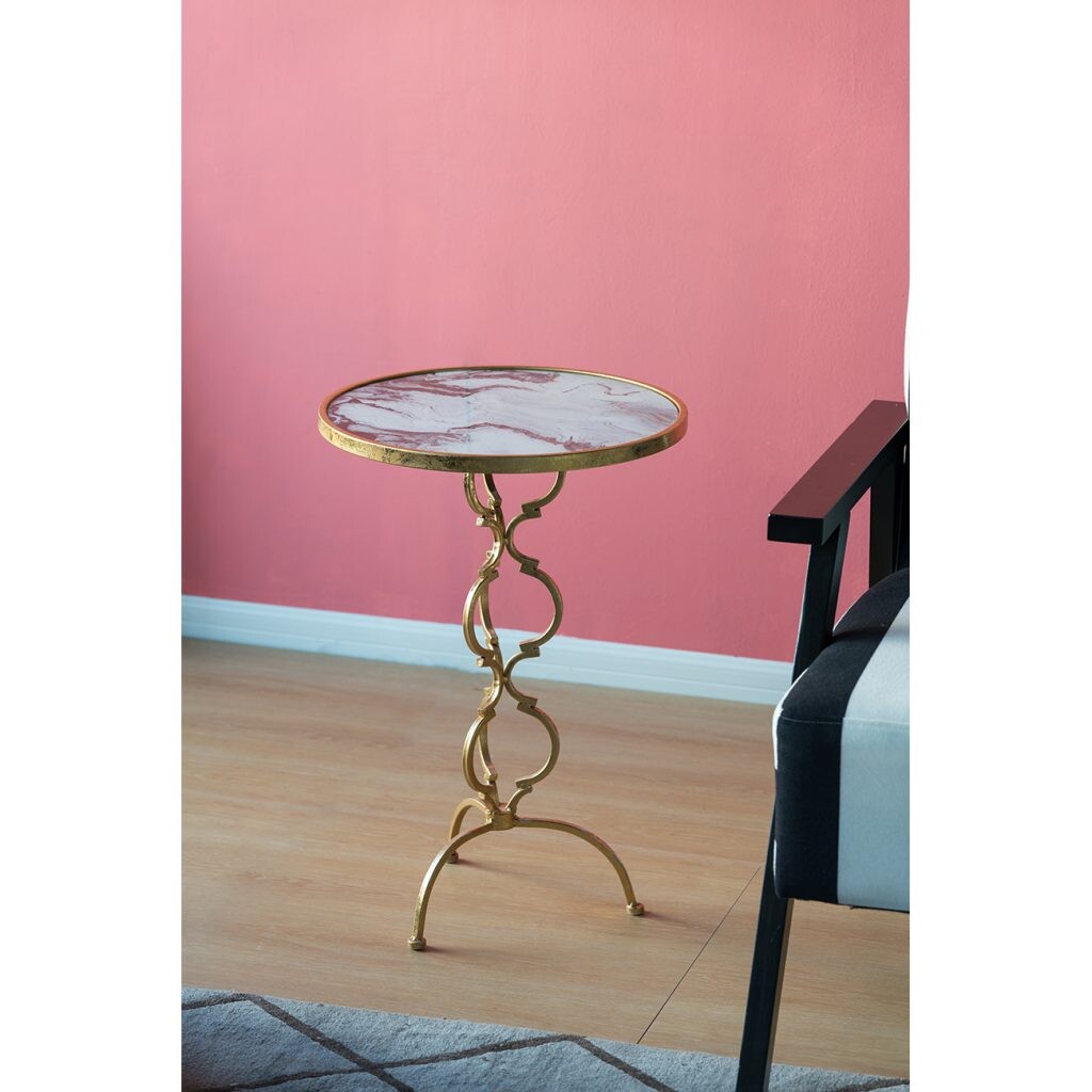 Чайный столик круглый золото 43 см Izida - изображение 2