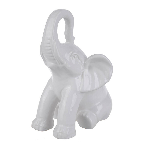 Статуэтка белая керамическая 15 см "Слон" - изображение 1