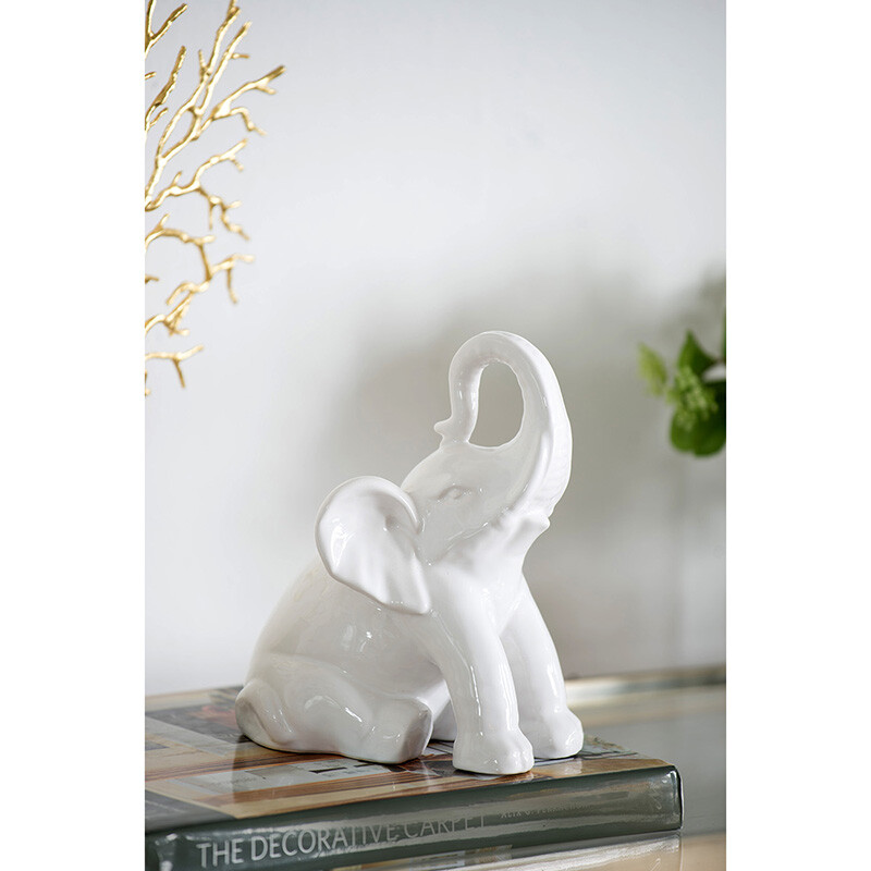 Статуэтка белая керамическая 15 см "Слон" - изображение 3