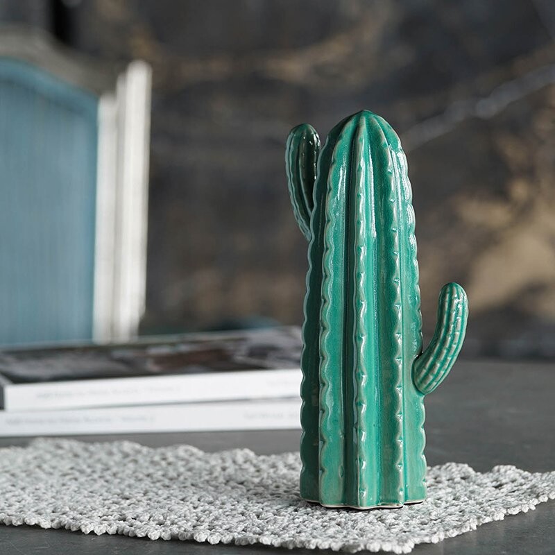 Статуэтка декоративная керамическая 25х13 см зеленая "Кактус" - изображение 2