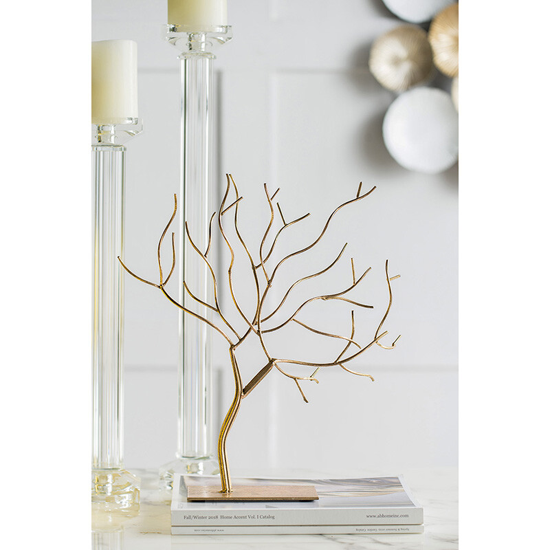 Статуэтка декоративная металлическая 38х24 см золотая Branched Tree - изображение 4
