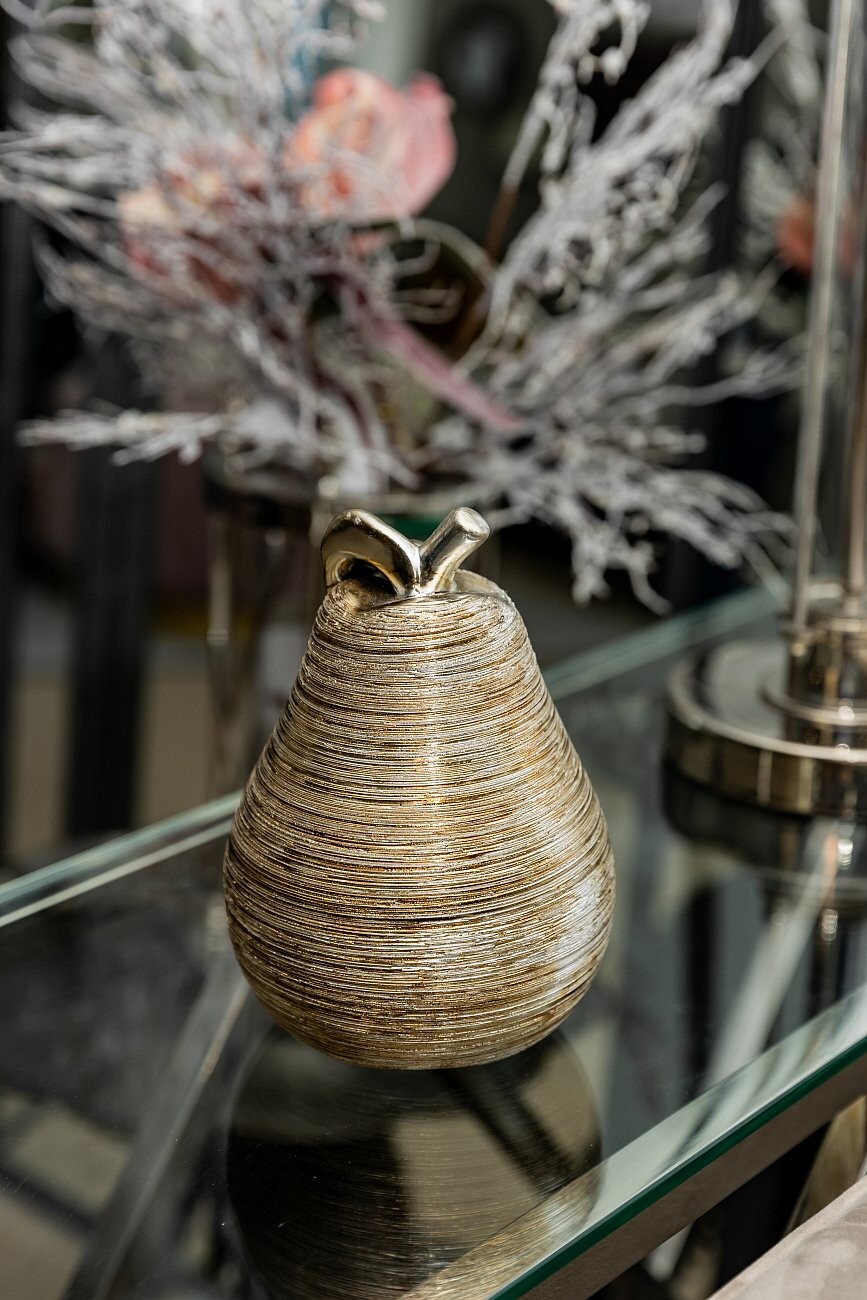 Статуэтка декоративная керамическая 17,8х12,7 см серебряная "Груша" - изображение 2