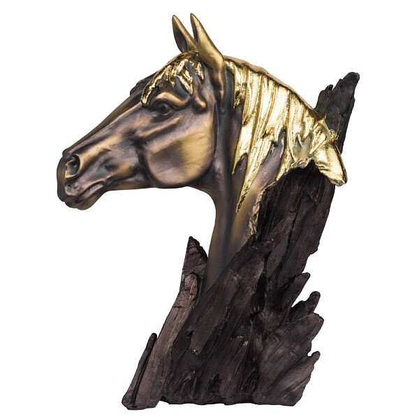 Статуэтка декоративная 34,5х25,5 см черная с золотом "Бюст лошади" - изображение 1