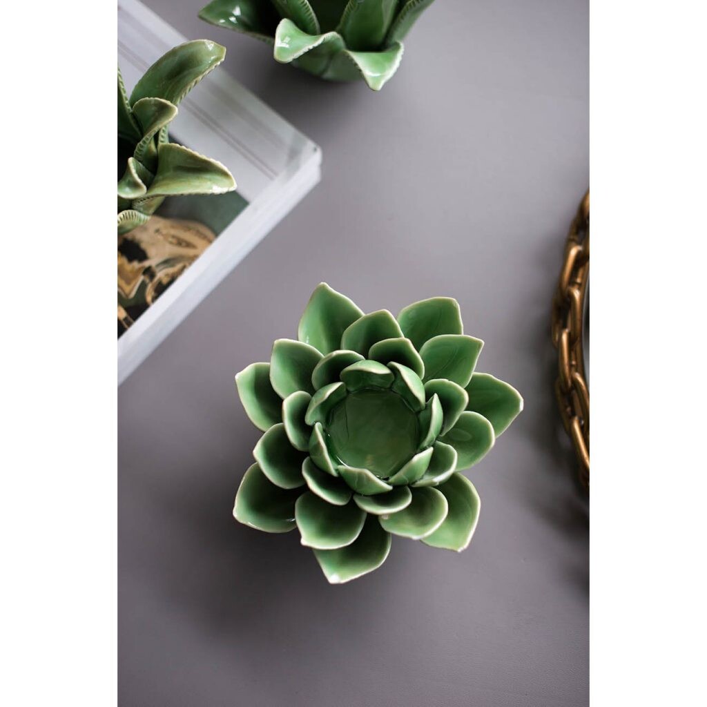 Подсвечник керамический зеленый "Артишок" Blooming Artichoke Tealight - изображение 6