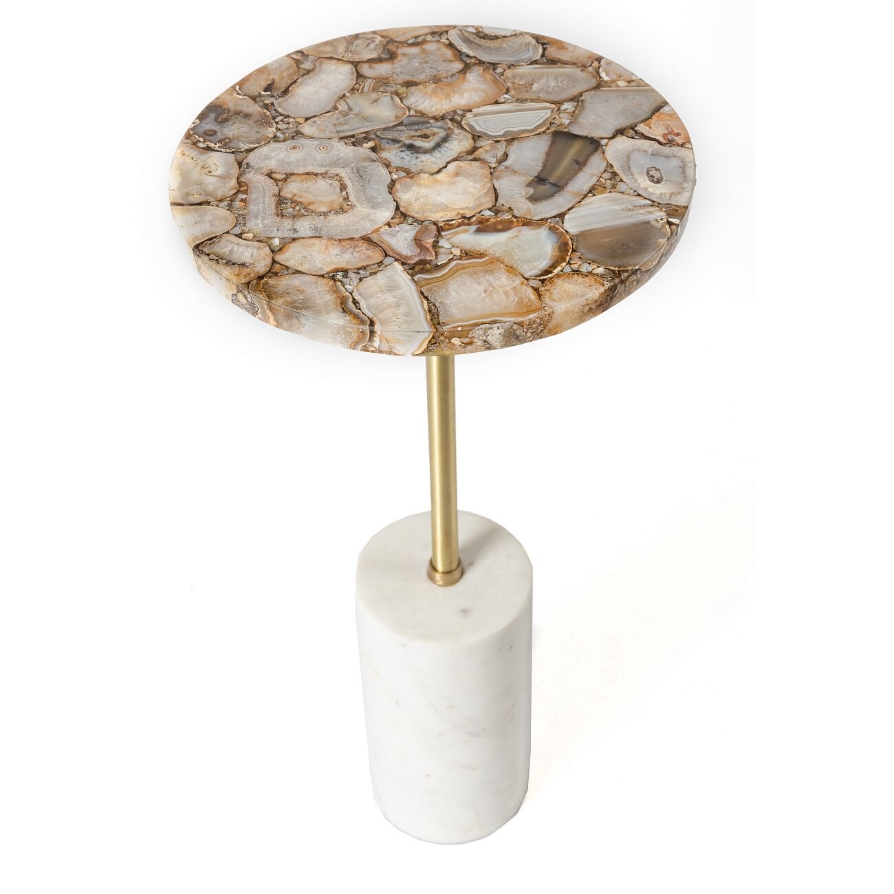 Чайный столик круглый из агата 30 см Amina коричневый - изображение 2