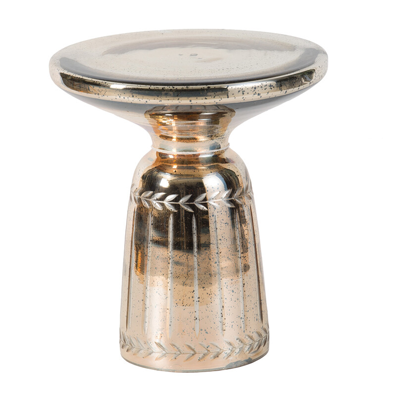 Приставной столик круглый стеклянный золото 35 см Sevica - изображение 2