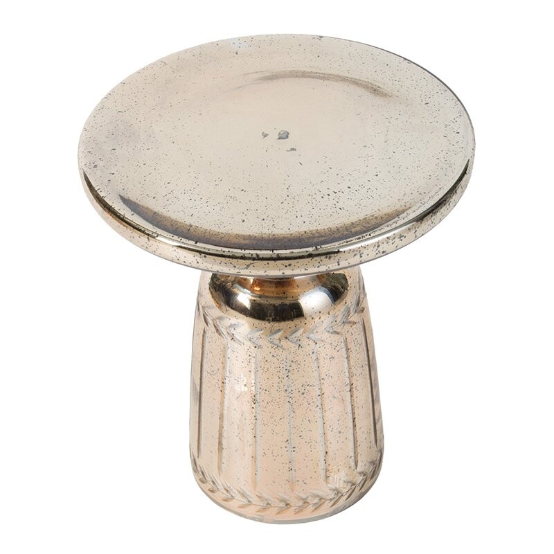 Приставной столик круглый стеклянный золото 35 см Sevica - изображение 3