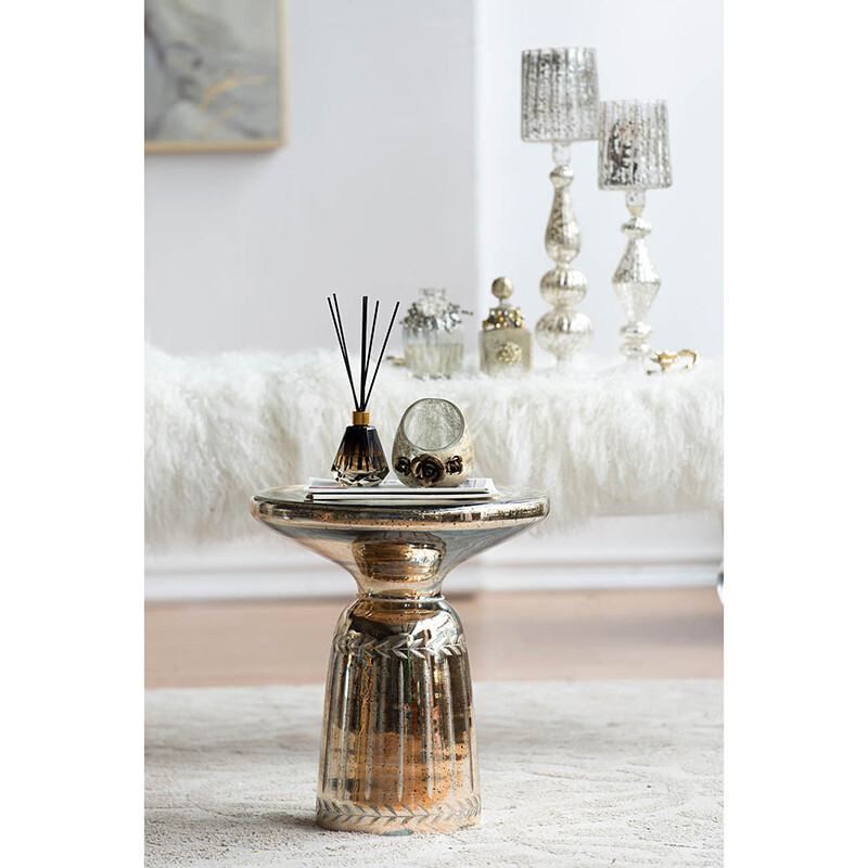 Приставной столик круглый стеклянный золото 35 см Sevica - изображение 6